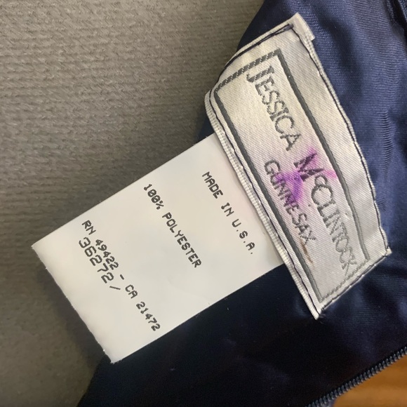 Vintage Jessica McClintock navy lace silver sequin dress retro - Picture 7 of 9